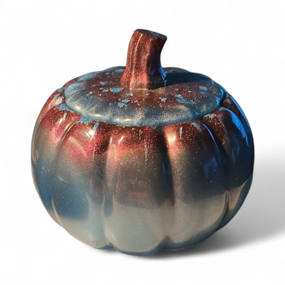 Ceramic Pumpkin Decor in turquoise multicolor! NWOT - Picture 4 of 6